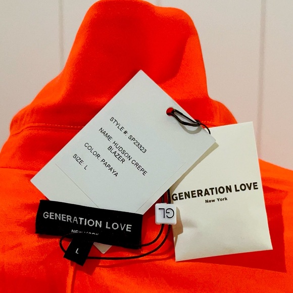 Generation Love NWT Hudson Crepe Blazer Size L Papaya Orange - Picture 3 of 13